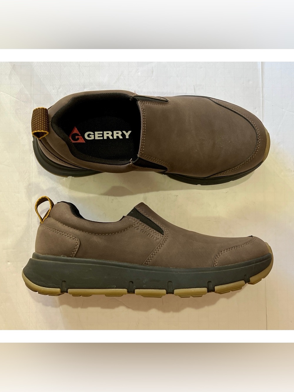 Gerry Slip-On Casual Loafers Moc II in Brown with Black Soles US Men’s 8